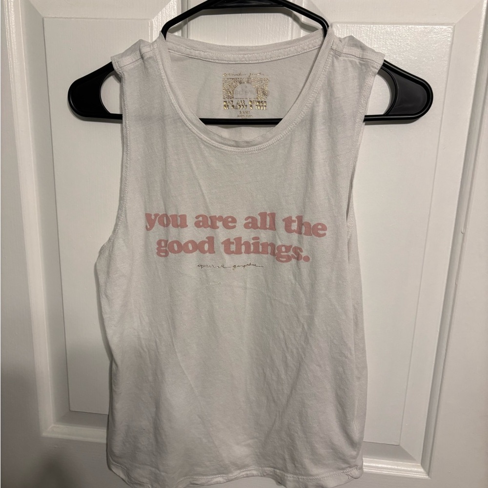 Spiritual Gangster White Tank with Gold Accents